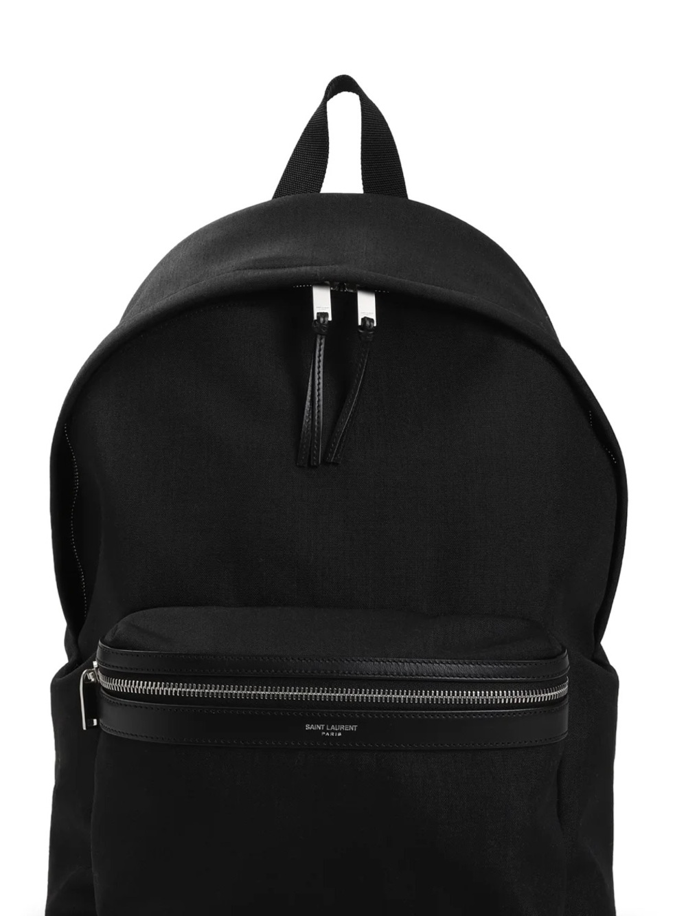 Authentic Saint Laurent Paris Black Canvas and Leather-Trim Backpack SHW